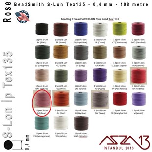 S-Lon Tex135 Fine - Rose - Gül - 0,4 mm Kalınlıkta İp / 108 metre