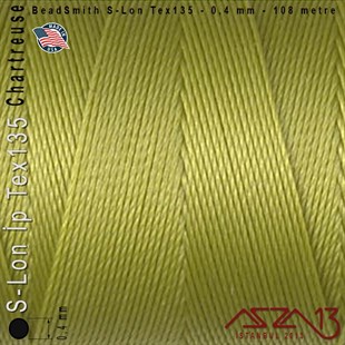 S-Lon Tex135 Fine - Chartreuse - Fıstık Yeşil - 0,4 mm Kalınlıkta İp / 108 metre