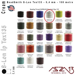 S-Lon Tex135 Fine - Cream - Krem - 0,4 mm Kalınlıkta İp / 108 metre