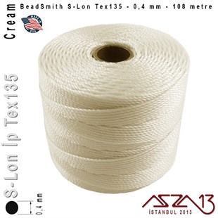 S-Lon Tex135 Fine - Cream - Krem - 0,4 mm Kalınlıkta İp / 108 metre