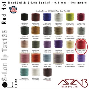 S-Lon Tex135 Fine - Red Hot - Ateş Kırmızı - 0,4 mm Kalınlıkta İp / 108 metre