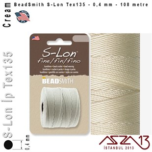 S-Lon Tex135 Fine - Cream - Krem - 0,4 mm Kalınlıkta İp / 108 metre