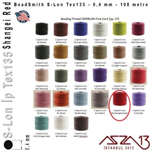 S-Lon Tex135 Fine - Shanghei Red - Şangay Kırmızı - 0,4 mm Kalınlıkta İp / 108 metre