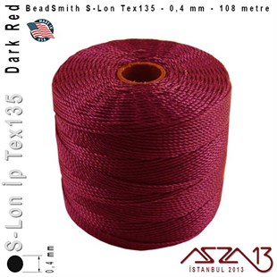 S-Lon Tex135 Fine - Dark Red - Koyu Kırmızı - 0,4 mm Kalınlıkta İp / 108 metre