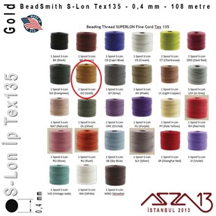 S-Lon Tex135 Fine - Gold - Altın - 0,4 mm Kalınlıkta İp / 108 metre