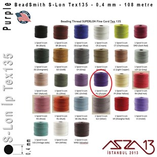 S-Lon Tex135 Fine - Purple - Mor - 0,4 mm Kalınlıkta İp / 108 metre