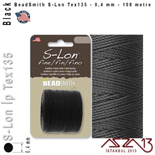 S-Lon Tex135 Fine - Black - Siyah - 0,4 mm Kalınlıkta İp / 108 metre