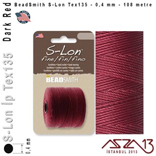 S-Lon Tex135 Fine - Dark Red - Koyu Kırmızı - 0,4 mm Kalınlıkta İp / 108 metre