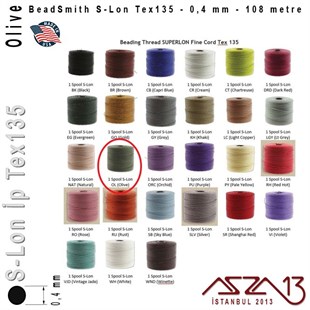 S-Lon Tex135 Fine - Olive - Zeytin - 0,4 mm Kalınlıkta İp / 108 metre