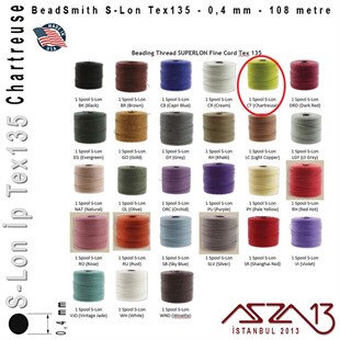 S-Lon Tex135 Fine - Chartreuse - Fıstık Yeşil - 0,4 mm Kalınlıkta İp / 108 metre