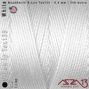 S-Lon Tex135 Fine - White - Beyaz - 0,4 mm Kalınlıkta İp / 108 metre