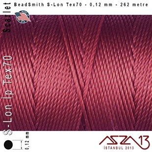 S-Lon Tex70 Micro - Scarlet - Skarlet Kırmızı - 0,12 mm Kalınlıkta İp / 262 metre