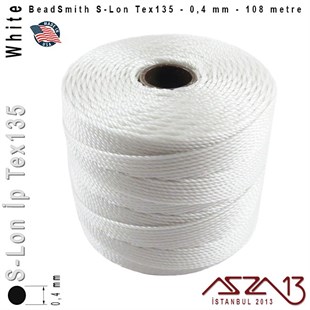 S-Lon Tex135 Fine - White - Beyaz - 0,4 mm Kalınlıkta İp / 108 metre