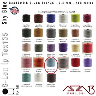 S-Lon Tex135 Fine - Sky Blue - Gök Mavi - 0,4 mm Kalınlıkta İp / 108 metre