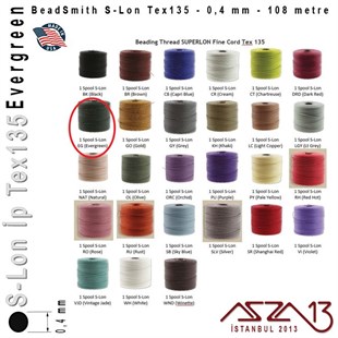 S-Lon Tex135 Fine - Evergreen - Yaprak Yeşil - 0,4 mm Kalınlıkta İp / 108 metre