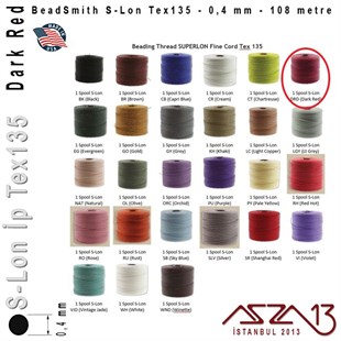 S-Lon Tex135 Fine - Dark Red - Koyu Kırmızı - 0,4 mm Kalınlıkta İp / 108 metre