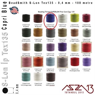 S-Lon Tex135 Fine - Capri Blue - Kapri Mavisi - 0,4 mm Kalınlıkta İp / 108 metre