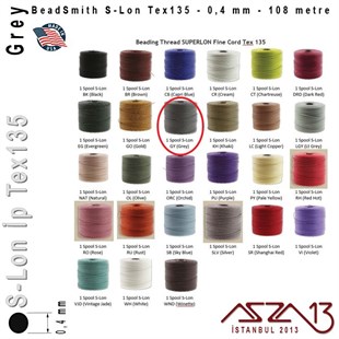 S-Lon Tex135 Fine - Grey - Gri - 0,4 mm Kalınlıkta İp / 108 metre