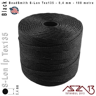 S-Lon Tex135 Fine - Black - Siyah - 0,4 mm Kalınlıkta İp / 108 metre