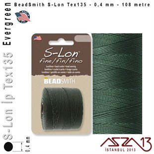 S-Lon Tex135 Fine - Evergreen - Yaprak Yeşil - 0,4 mm Kalınlıkta İp / 108 metre