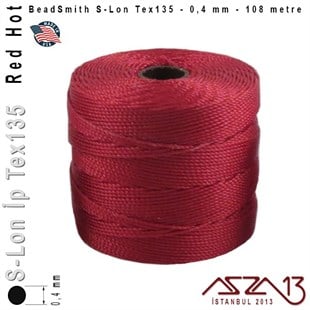 S-Lon Tex135 Fine - Red Hot - Ateş Kırmızı - 0,4 mm Kalınlıkta İp / 108 metre