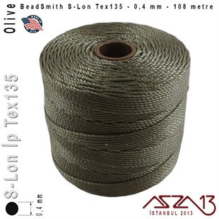 S-Lon Tex135 Fine - Olive - Zeytin - 0,4 mm Kalınlıkta İp / 108 metre