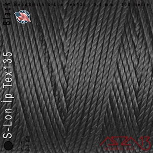 S-Lon Tex135 Fine - Black - Siyah - 0,4 mm Kalınlıkta İp / 108 metre