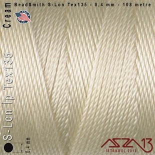 S-Lon Tex135 Fine - Cream - Krem - 0,4 mm Kalınlıkta İp / 108 metre