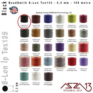 S-Lon Tex135 Fine - Black - Siyah - 0,4 mm Kalınlıkta İp / 108 metre