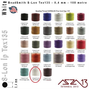 S-Lon Tex135 Fine - White - Beyaz - 0,4 mm Kalınlıkta İp / 108 metre