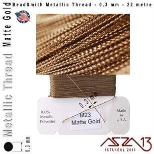 Metalik İp - Matte Gold - Mat Altın - 0,30 mm Kalınlıkta İp / 22 metre