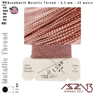 Metalik İp - Rose Gold - Pembe Altın - 0,30 mm Kalınlıkta İp / 22 metre
