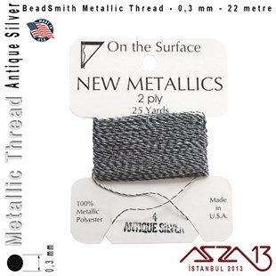 Metalik İp - Antique Silver - Antik Gümüş - 0,30 mm Kalınlıkta İp / 22 metre