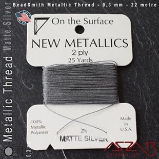 Metalik İp - Matte Silver - Mat Gümüş - 0,30 mm Kalınlıkta İp / 22 metre