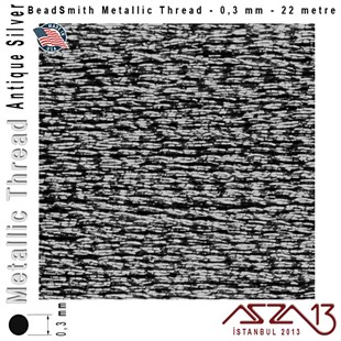 Metalik İp - Antique Silver - Antik Gümüş - 0,30 mm Kalınlıkta İp / 22 metre