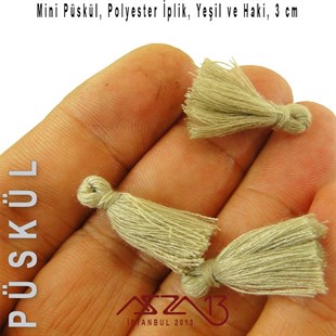 Yeşil ve Haki 3 cm Mini Püskül / Paket İçeriği 5 Adet