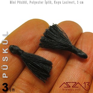 Koyu Lacivert ve Gri - 3 cm Mini Püskül / 5 Adet