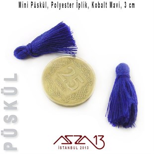 Kobalt Mavi 3 cm Mini Püskül / Paket İçeriği 5 Adet