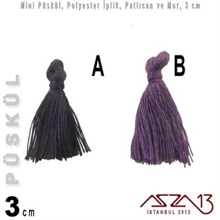 Patlıcan ve Mor - 3 cm Mini Püskül / 5 Adet