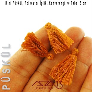 Kahve ve Taba 3 cm Mini Püskül / Paket İçeriği 5 Adet