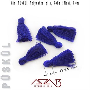 Kobalt Mavi 3 cm Mini Püskül / Paket İçeriği 5 Adet