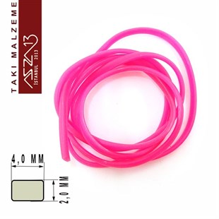 Neon Pembe 2,00x4,00 mm Kauçuk Esnek Kordon / Paket İçeriği 1 m