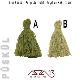 Yeşil ve Haki 3 cm Mini Püskül / Paket İçeriği 5 Adet