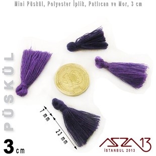 Patlıcan ve Mor - 3 cm Mini Püskül / 5 Adet