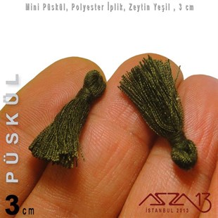 Neft Yeşil ve Zeytin Yeşil - 3 cm Mini Püskül / 5 Adet