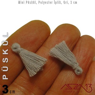 Koyu Lacivert ve Gri - 3 cm Mini Püskül / 5 Adet