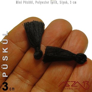 Siyah ve Beyaz - 3 cm Mini Püskül / 5 Adet