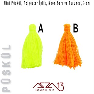 Neon Sarı ve Turuncu 3 cm Mini Püskül / Paket İçeriği 5 Adet