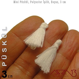 Siyah ve Beyaz - 3 cm Mini Püskül / 5 Adet