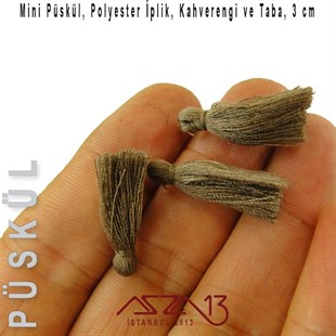 Kahve ve Taba 3 cm Mini Püskül / Paket İçeriği 5 Adet